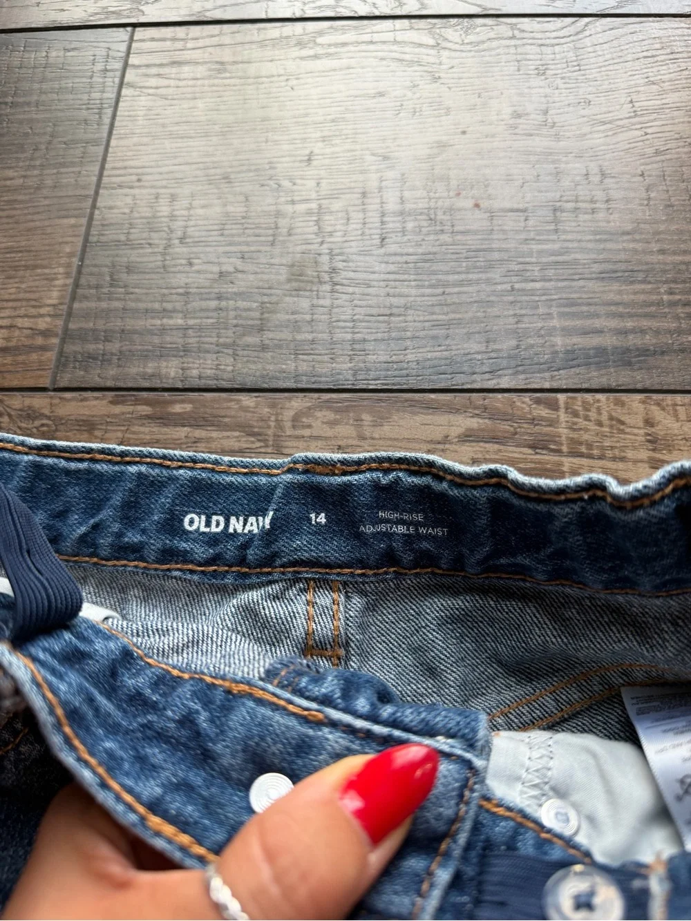 Old Navy Blue Distressed Denim Shorts with Lace Inset